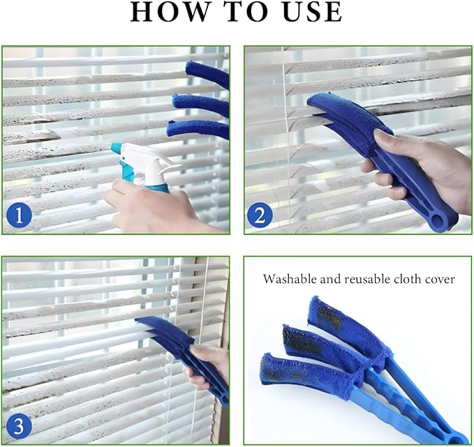 2 PCS Blind Cleaner Duster Tool, Window Venetian Hand-held 3 Arm Dusting - Image 4
