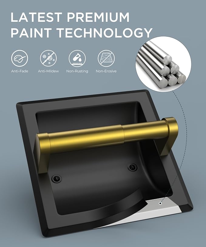 FORIOUS Recessed Toilet Paper Holder, Stainless Steel Durable Tissue Roll - Image 5