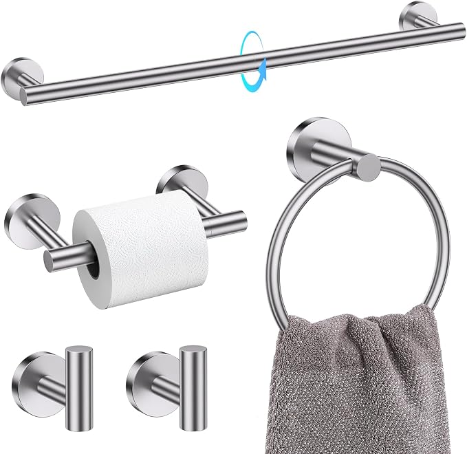 TQKAG Brushed Nickel 5 Piece Bathroom Hardware Accessories Set 23.6" SUS304 by TQKAG