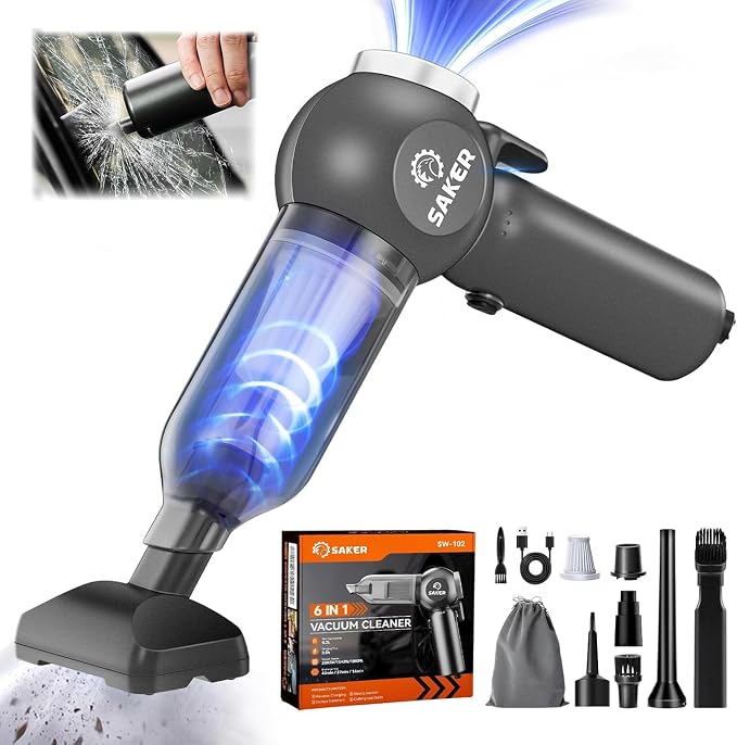 Saker Portable Car Vacuum Cordless 20000Pa 6 in 1 Multifunctional Adjustable by Saker