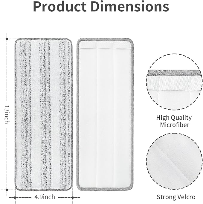10Pcs Joymoop Mop Replacement Pads, 13 * 4.9'' Universal Mop Pads Mop Head - Image 2