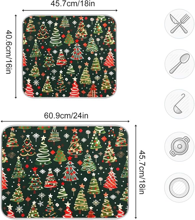 Christmas Tree Green Dish Drying Mat - Image 3