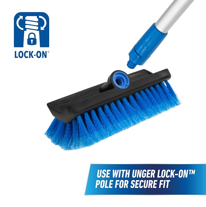 Unger Professional Lock-On HydroPower 10” Bi-Level Soft Wash Brush, Compatible - Image 9
