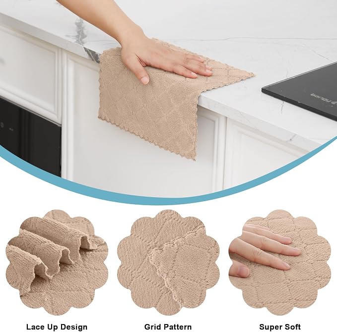 Homaxy 12 Pack Kitchen Dish Cloths, Super Soft and Absorbent Coral Velvet Dish - Image 2