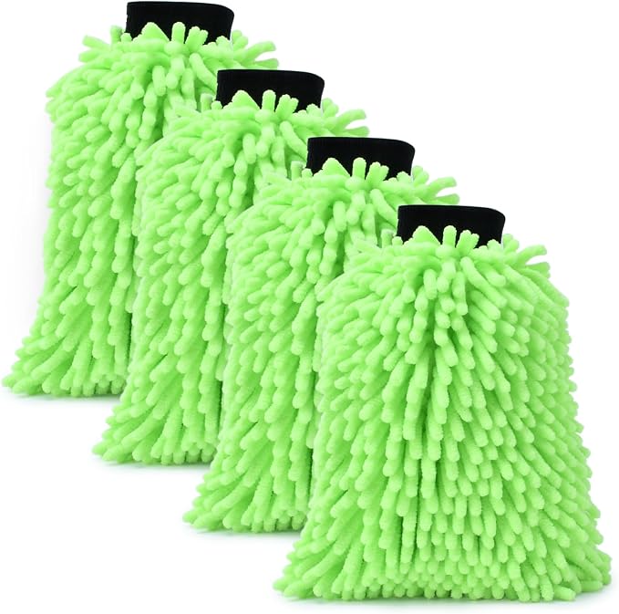 4Pcs Car Wash Mitt Microfiber Gloves Chenille Material Microfiber Towels by Unknown