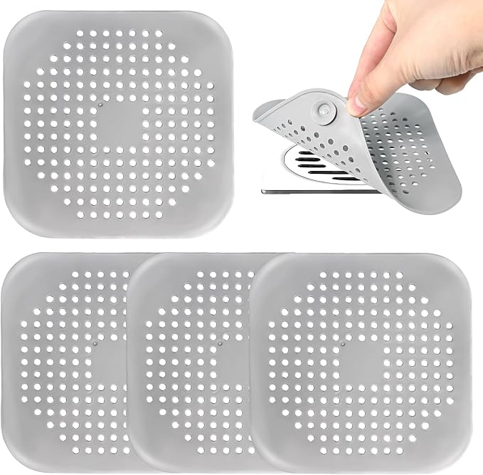 4 Pack Shower Drain Hair Catcher, Silicone Hair Stopper by Unknown