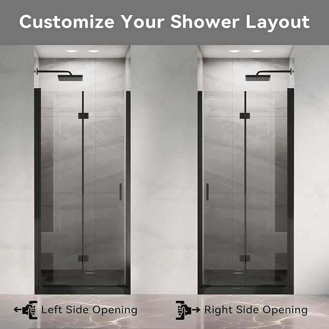 Frameless Bi-Fold Shower Door 34" W x 72" H, 1/4" Clear Tempered Glass - Image 8