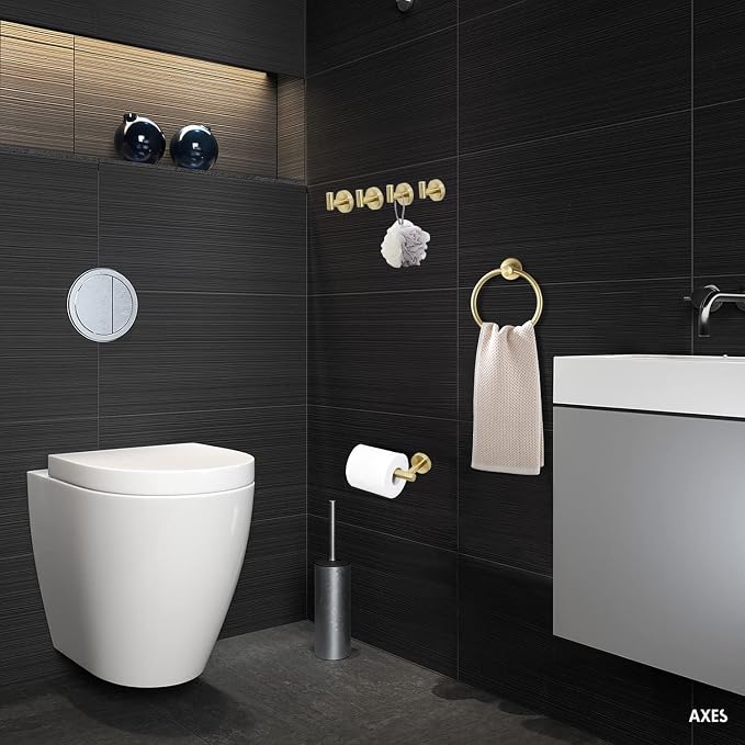 Brushed Gold Bathroom Hardware Set, 6 Pieces - Image 2