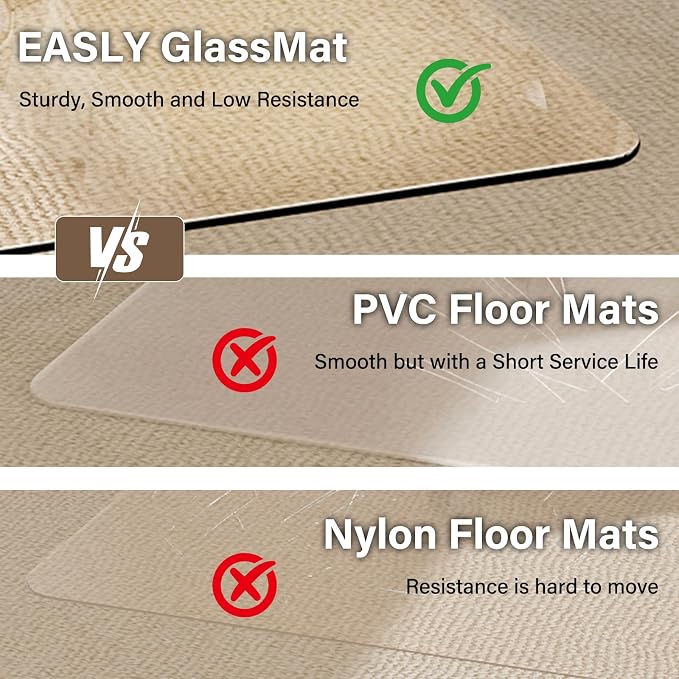 48" x 80" Tempered Glass -Glass Chair Mat, Heavy Duty Hard Floor Mat - Image 6