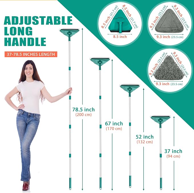JEHONN Wall Cleaner Mop with Long Handle 82 Inches, 3-in-1 Ceiling Cleaning - Image 3