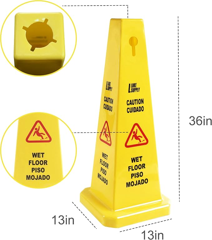 MATTHEW CLEANING 6 Packs 36” Caution Wet Floor Safety Cones - Image 2