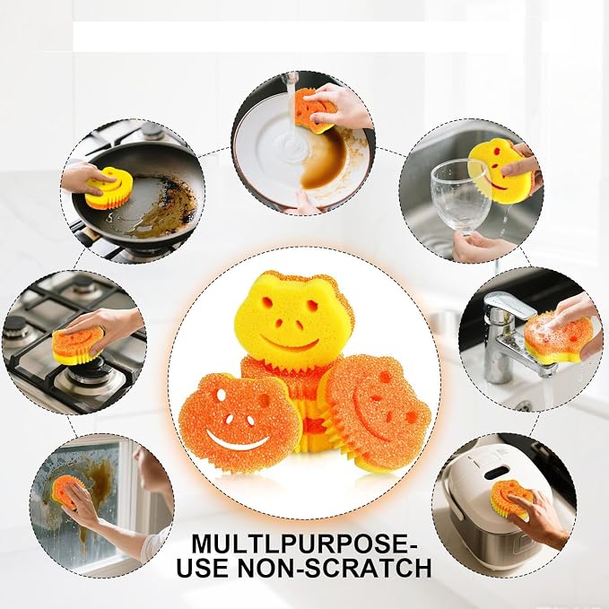 SmilePowo 5 Pack Cute Frog Scrub Sponge, Dual-Sided Temperature Controlled - Image 5