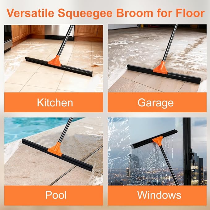 Heavy Duty Floor Squeegee for Concrete Tile Cleaning, Commercial Scrubber Mop - Image 4
