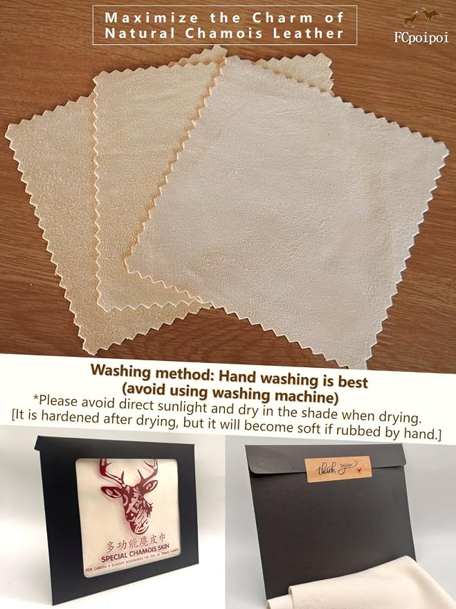 Glasses Cleaning Cloth Chamois Leather Natural Premium Cloth, Eye Glass Clean - Image 4