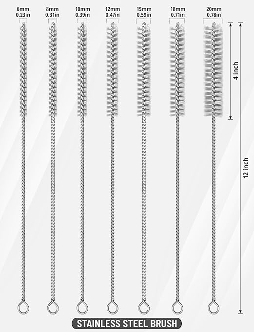 7pcs Stainless Steel Brushes Set, 12 inch Pipe Cleaner Brush，Parts Cleaning - Image 2
