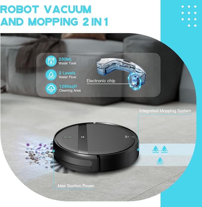 Robot Vacuum and Mop Combo, App/Alexa Control, Smart Robot Vacuum Cleaner - Image 3