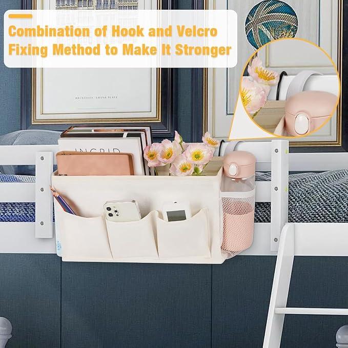 Loghot Bedside Caddy/Bedside Storage Bag Hanging Organizer - Image 2