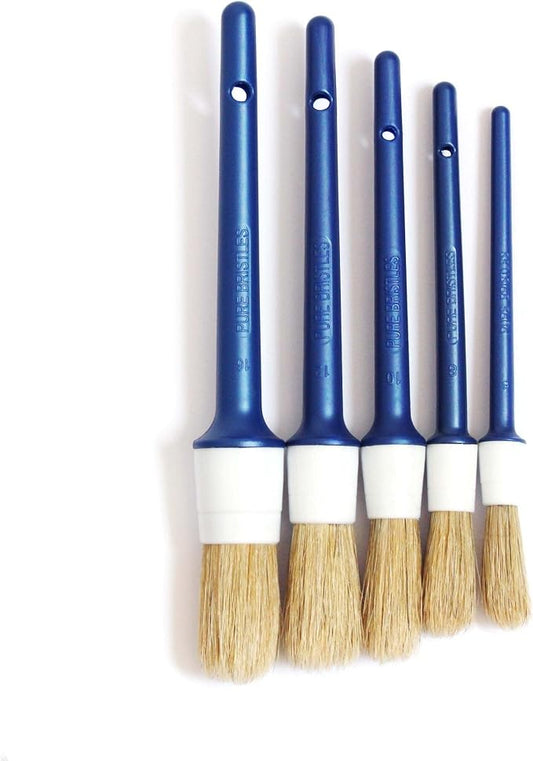 Natural Boar Hair Detailing Brush 5pcs Set, Automotive Non-Slip Detail Brushes by Unknown
