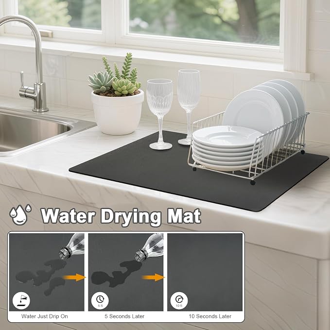 Dish Drying Mats for Kitchen Counter, Waterproof Coffee Mat for Countertop - Image 2