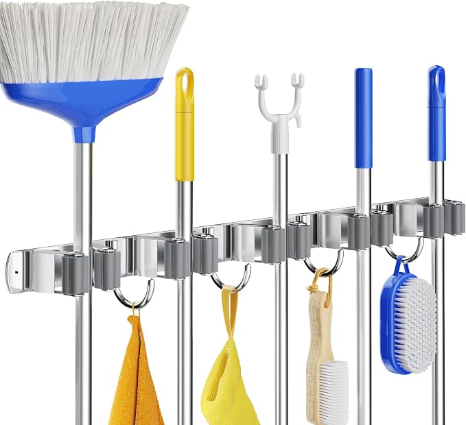Mop Broom Holder Wall Mount Mop and Broom Holder by ZICANYCO