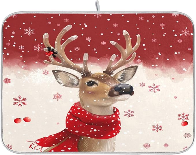 Christmas Reindeer Dish Drying Mat by Wamika