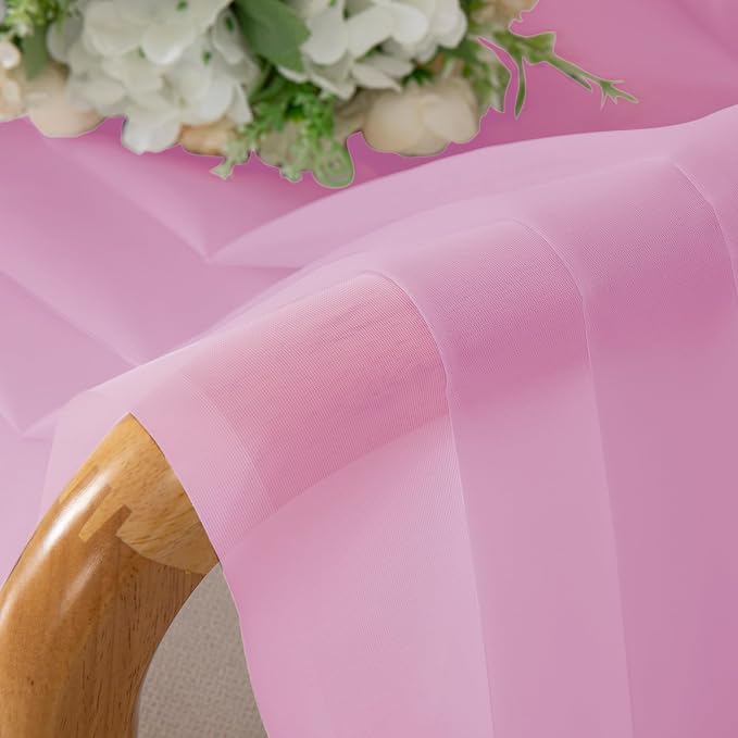 Chyhomenyc Sheer Pink Tier Curtains 24 Inch Length, Small Window Curtains - Image 6