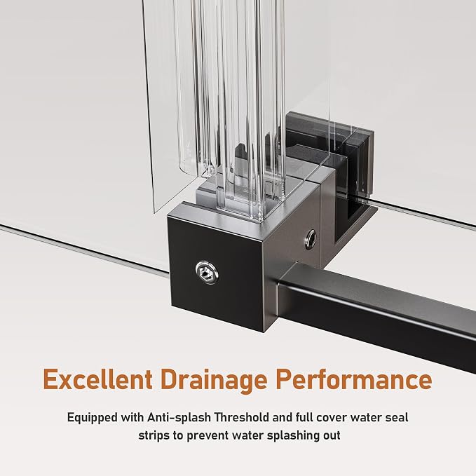 46-48 Inch Frameless Sliding Shower Door, 5/16" Clear Tempered Glass, Smooth - Image 7