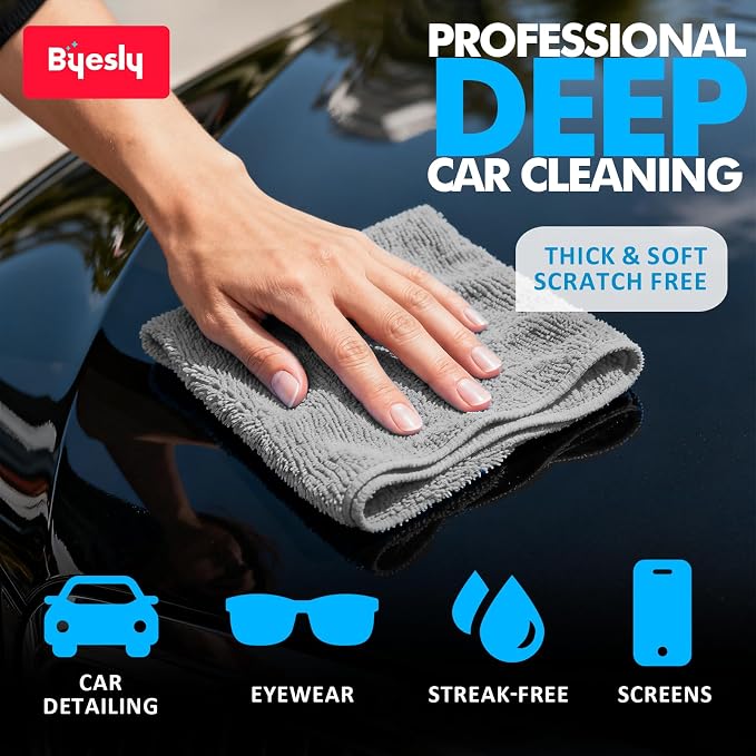 12-Pack Microfiber Cleaning Cloth, 11.5x11.5 Microfiber Towels - Image 6