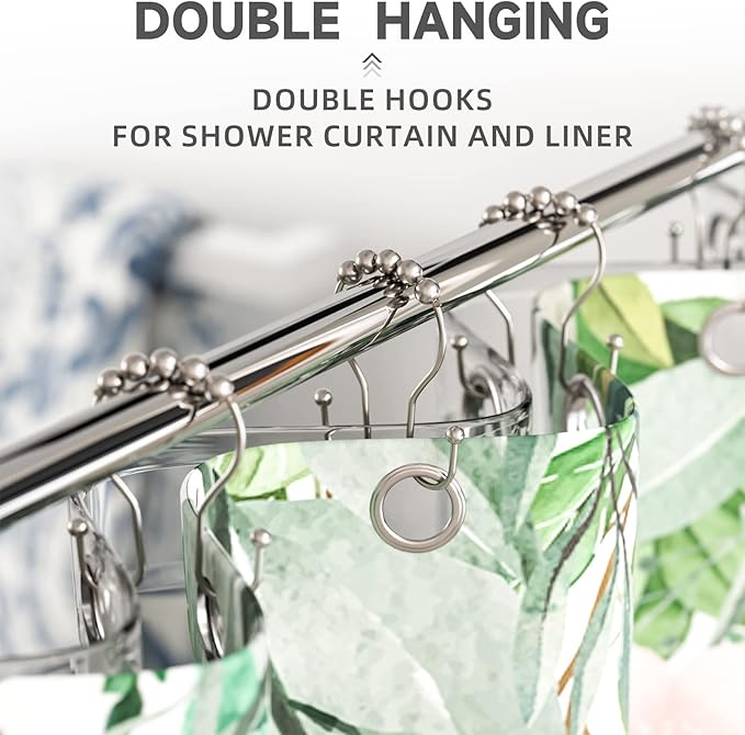 Shower Curtain Hooks Brushed Nickel Shower Curtain Rings Rust Proof, Bathway - Image 6