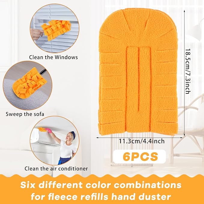 Zubebe 6 Pcs Duster Refill Reusable Fleece Duster Refills Feather Flat Dusters - Image 2