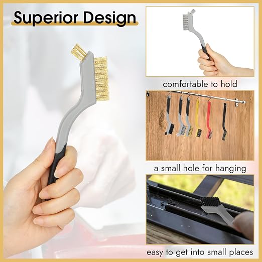 6 Pieces Wire Brushes Set, Small Metal Brass Brush, Stainless Steel Brush - Image 5