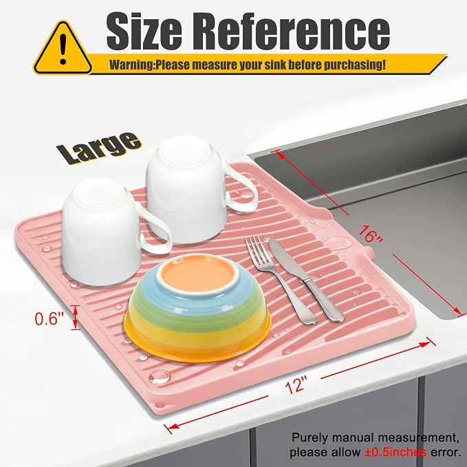 Silicone Dish Drying Mat for Kitchen Counter, Dish Drying Pad, Non-Slip Drain - Image 2