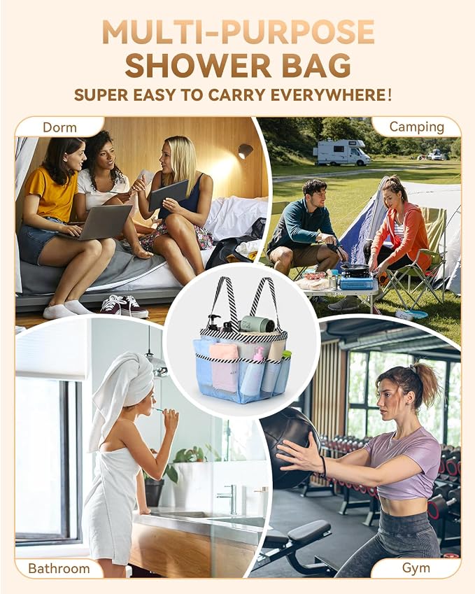 Temede Mesh Shower Caddy Tote, Large Shower Caddy Basket Portable, Quick Dry - Image 6