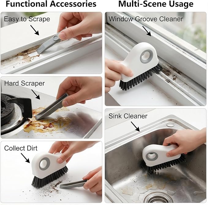 1-Pack Groove Cleaner Brush - 2 in 1 Grout Brush Cleaner- Multifunction Window - Image 4
