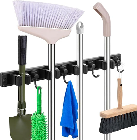 YA MI Mop holder, broom holder, stainless steel wall hanging tool storage device by Unknown