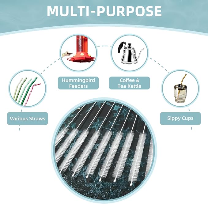 Cleaning Brushes for Reusable Drinking Straws, Long Wire Handle, Bottle and - Image 6