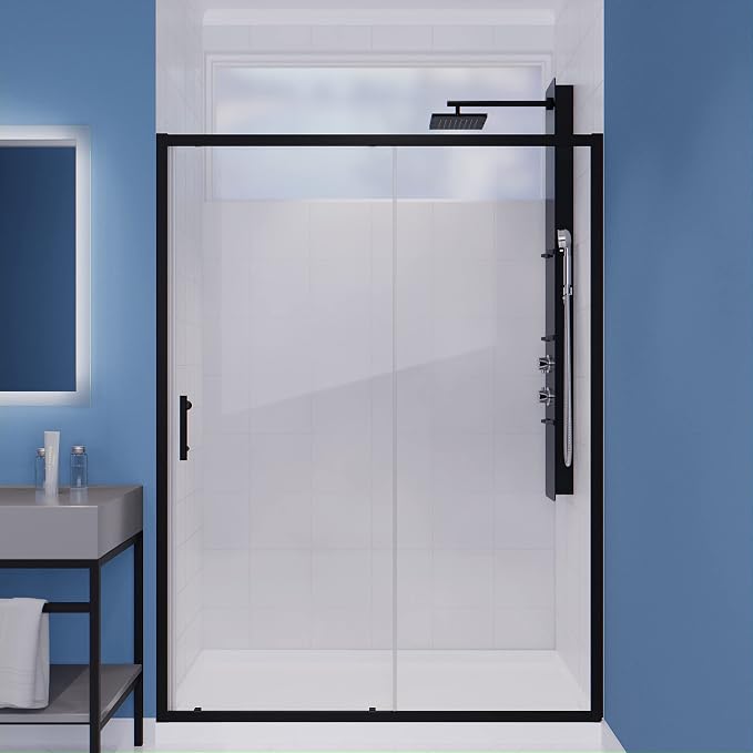 ANZZI 72 x 60 inch Framed Shower Door in Matte Black | Halberd Water Repellent by ANZZI