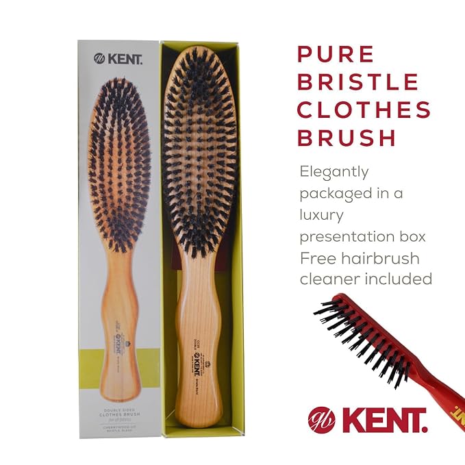 Kent CC20 Double Sided Cherrywood Clothes Brush and Lint Remover, Firm Side - Image 5