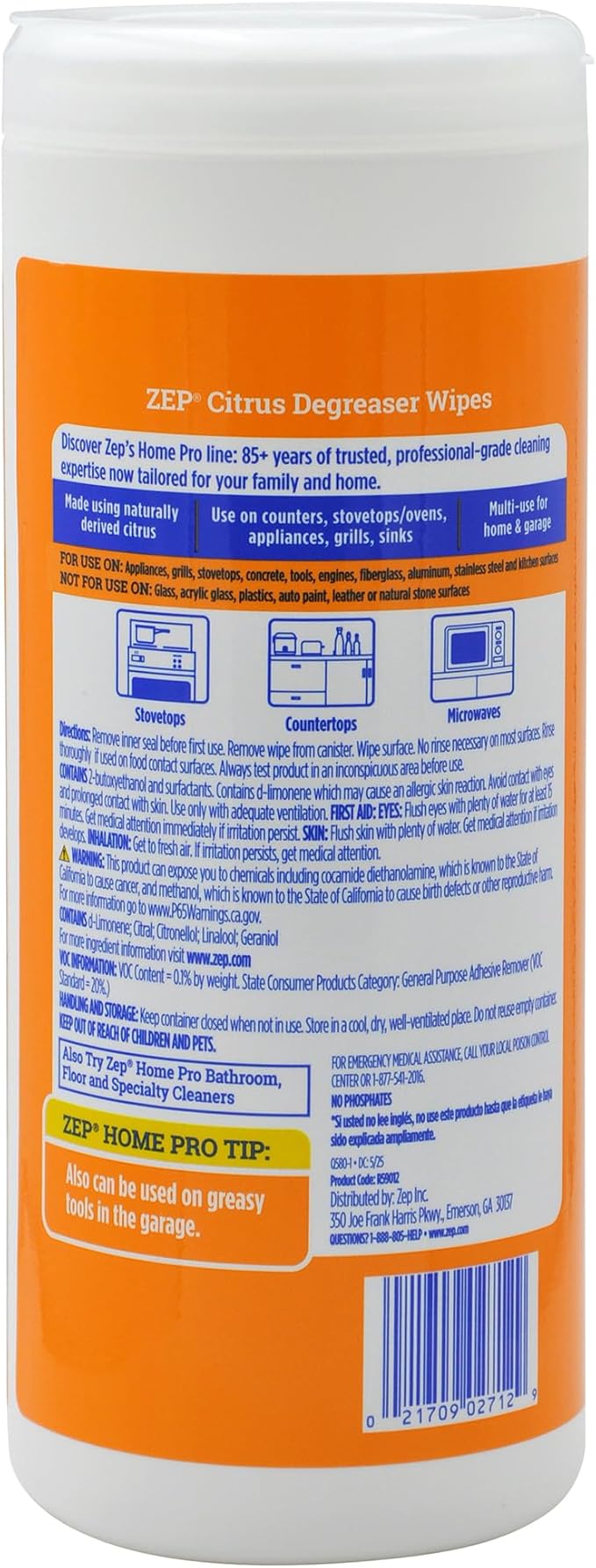 Zep Home Pro Citrus Degreaser Wipes 50 count- R59012 - Image 2