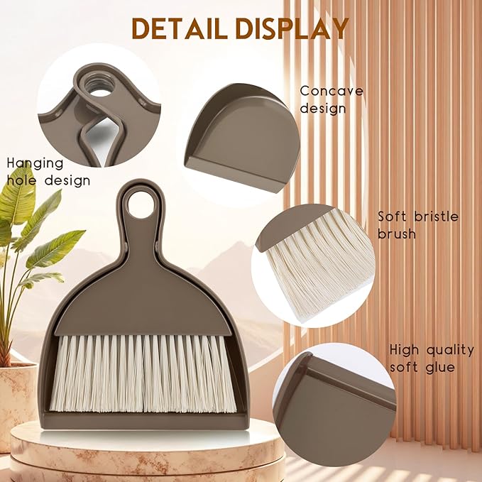 THINKLEARN 2PCS Small Broom and Dustpan Set, Mini Dust Pan and Brush, Hand Whisk - Image 3
