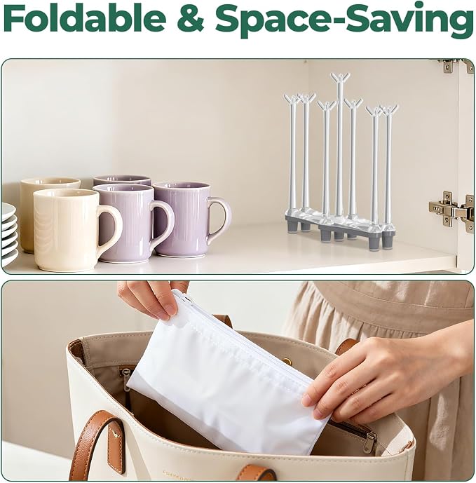 EsLuker.ly Baby Bottle Drying Rack Plastic Vertical Dryer Holder, Foldable - Image 4