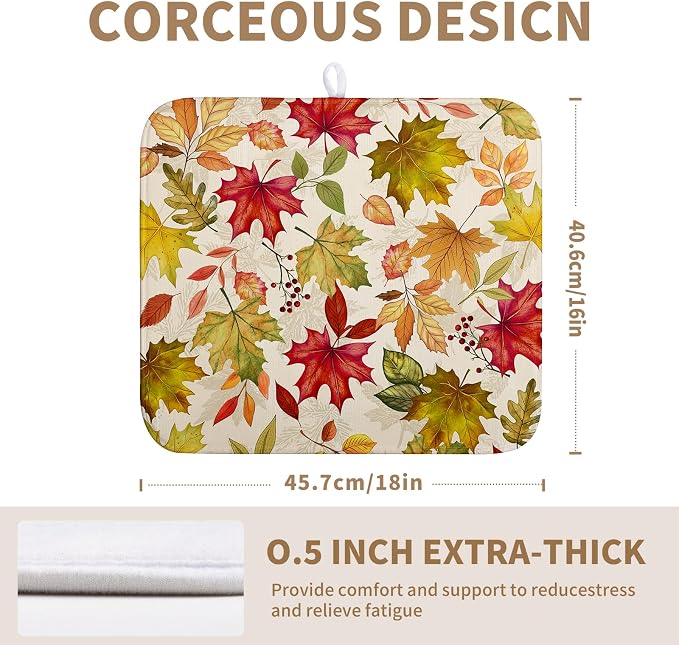 Fall Drying Mat for Kitchen Counter 16 x 18 Inch Maple Leaves Autumn - Image 2