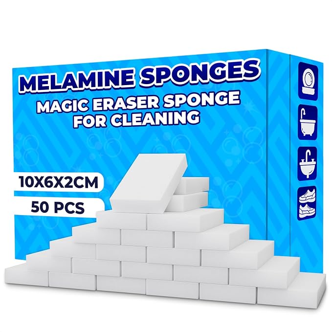 50 Pcs Melamine Sponges for Cleaning by Reluen