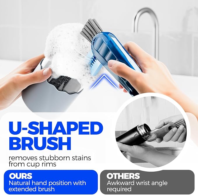 6 Pack Holikme 4 in 1 Cup Lid Cleaning Brush Set - Image 2
