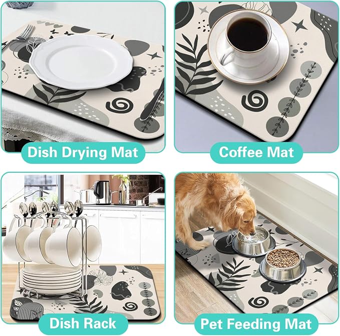 Dish Drying Mat for Kitchen Counter Matt, Super Absorbent Non-slip Rubber Backed - Image 6
