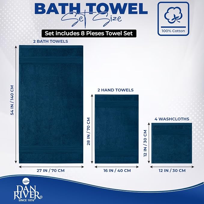 DAN RIVER 8 PC Luxury Bath Towels - Image 2