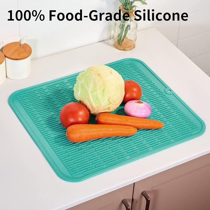 ZLR Silicone Dish Drying Mat for Kitchen Counter, Eco-Friendly Fast Dry Dish Mat - Image 9