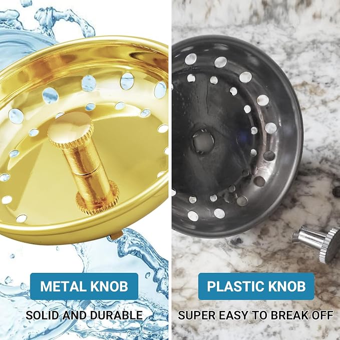 KONE Sink Drain Strainer Gold Sink Stopper and Strainer Stainless Steel Kitchen - Image 3