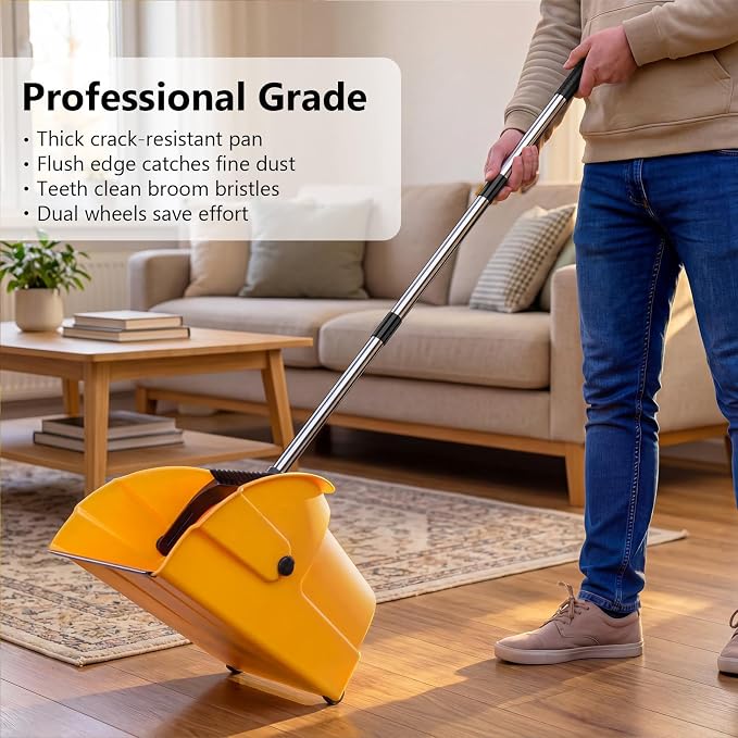 Jumbo Commercial Dustpan with Wheels & Comb Teeth - Image 2