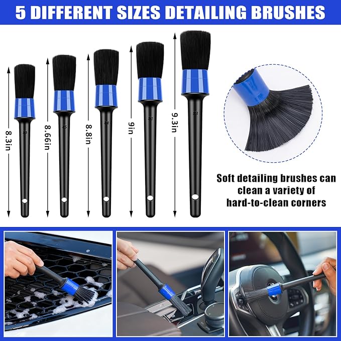 AUTODECO Windshield Cleaner Tool, Detailing Brush, Car Cleaning Kit Interior - Image 4